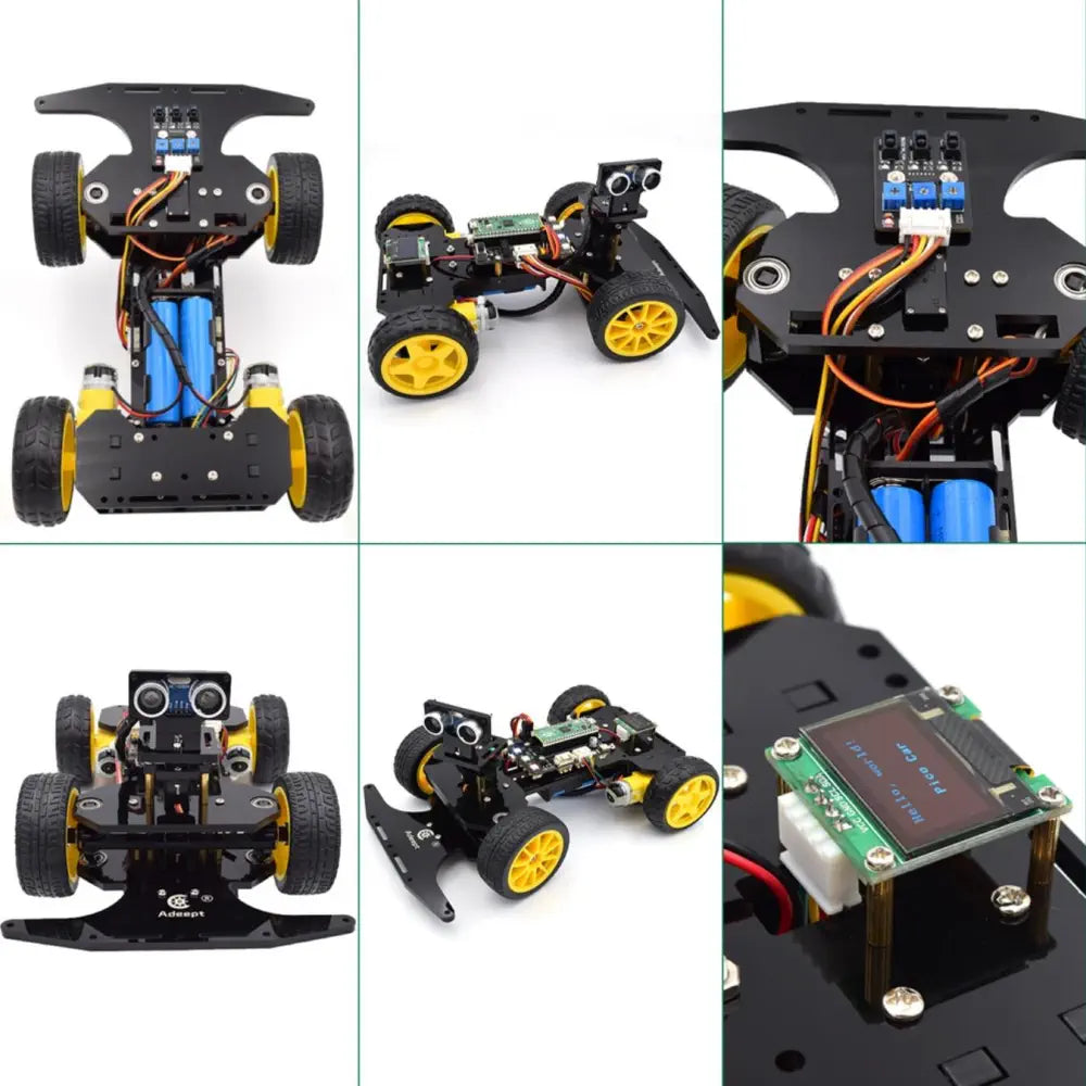 Adeept スマート RCカー キット RPi Pico用、ライントラッキング、障害物回避、ディスプレイ付き