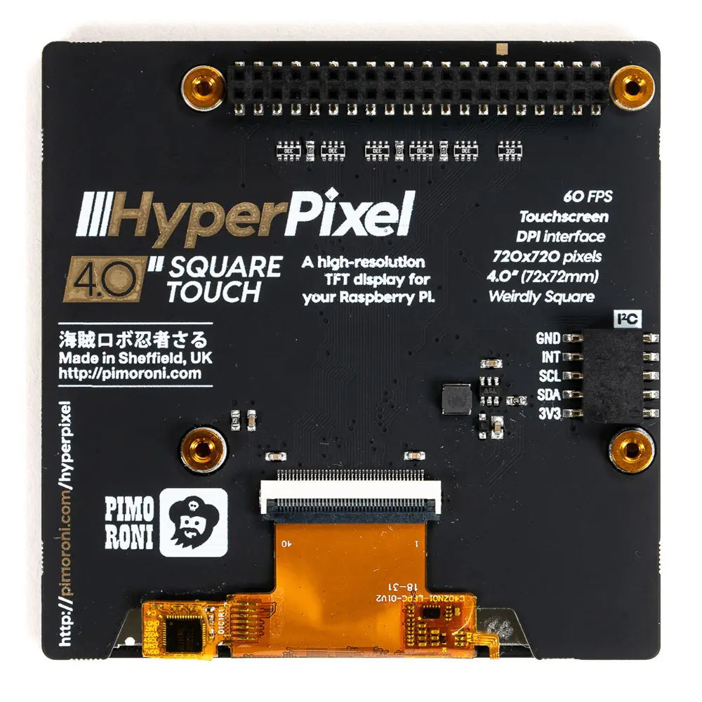 HyperPixel 4.0 Square - Raspberry Pi用高解像度ディスプレイ - 非タッチパネル