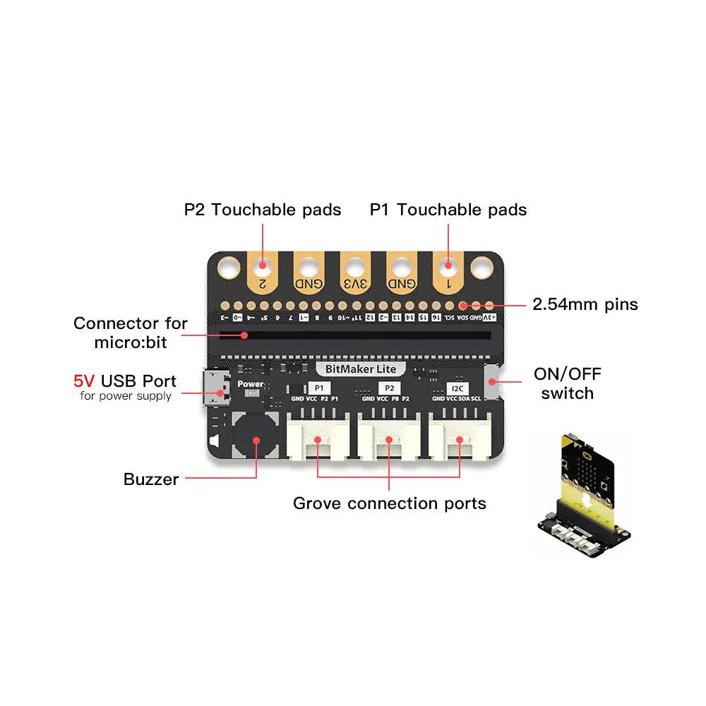 BitMaker Lite micro:bit用 Grove 拡張ボード (3 Groveポート)