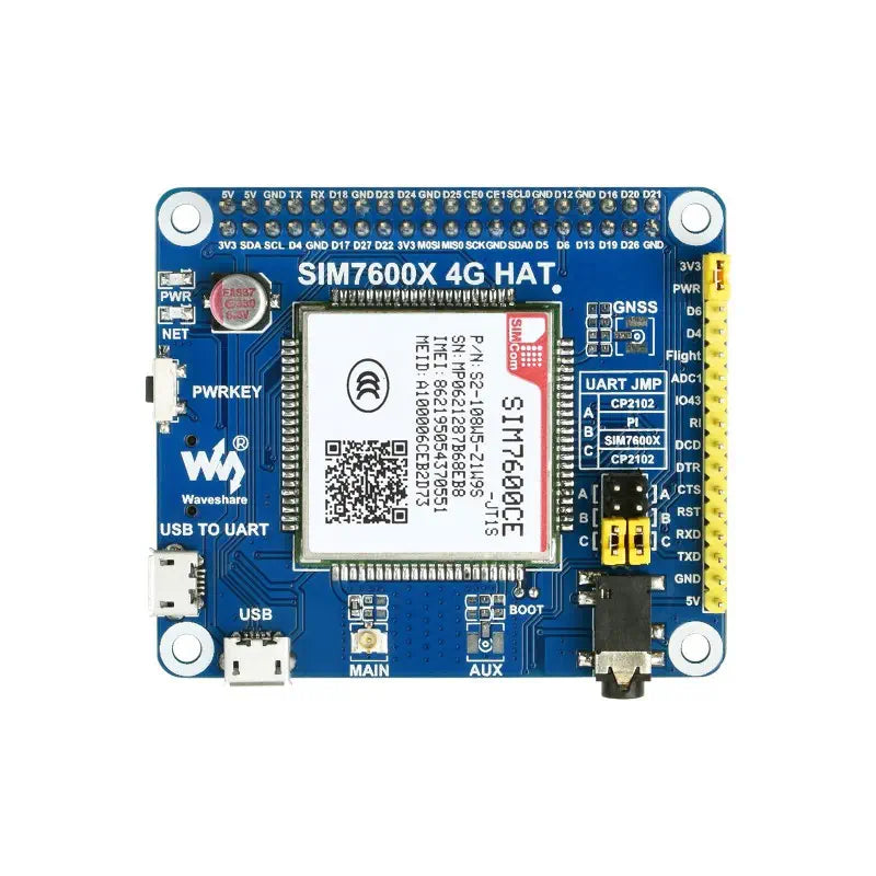 SIM7600CE-JT1S 4G HAT Raspberry Pi用 4G / 3G / 2G通信 中国版