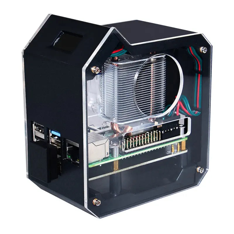 Mini Tower NASキット Raspberry Pi 4B用 2TB M.2 SATA SSD 放熱 OLEDスクリーン