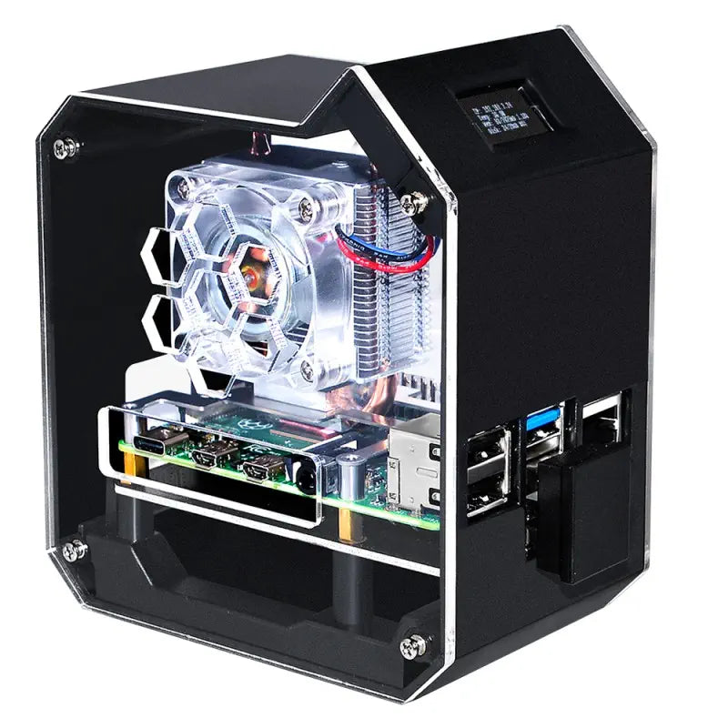 Mini Tower NASキット Raspberry Pi 4B用 2TB M.2 SATA SSD 放熱 OLEDスクリーン