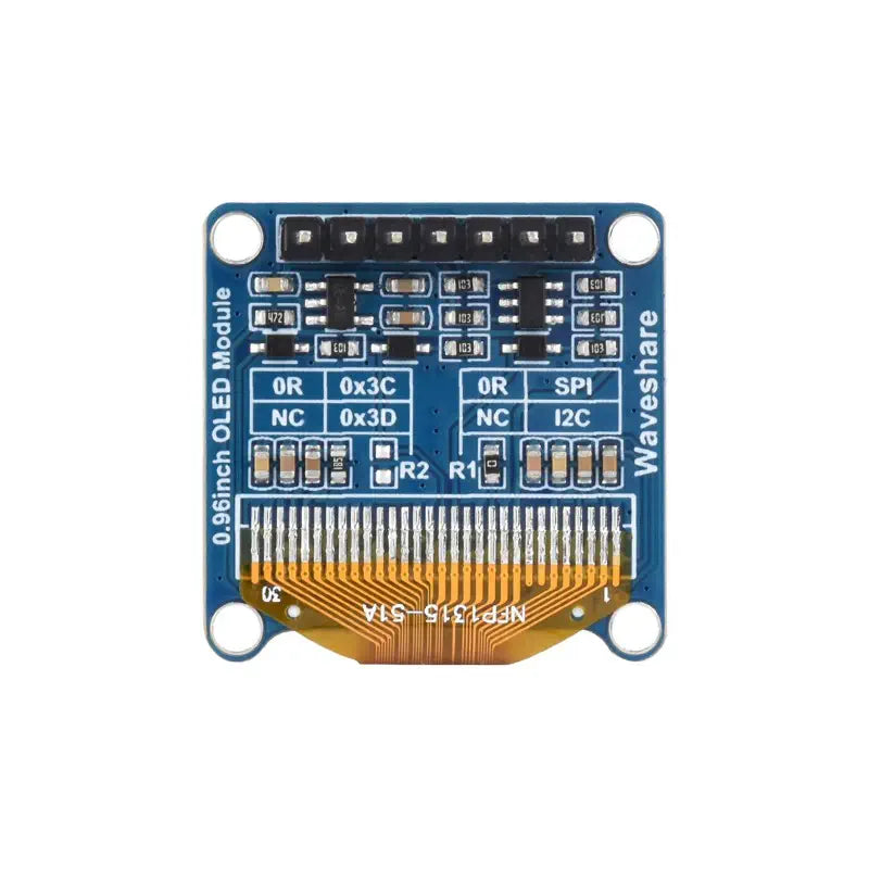 Waveshare 0.96 Inch OLEDディスプレイモジュール 128 x 64ピクセル SPI / I2C (黄 & 青)