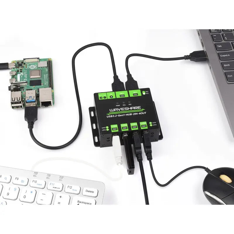 産業グレードUSBハブ 4 x USB 3.2ポート拡張 切り替え可能デュアル ホスト