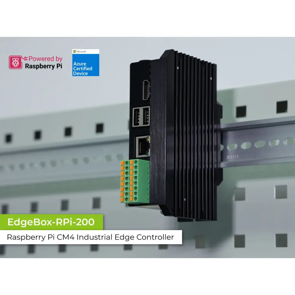 EdgeBox RPi 200 - 産業用 エッジコントローラ 2GB RAM、8GB Emmc、WiFi