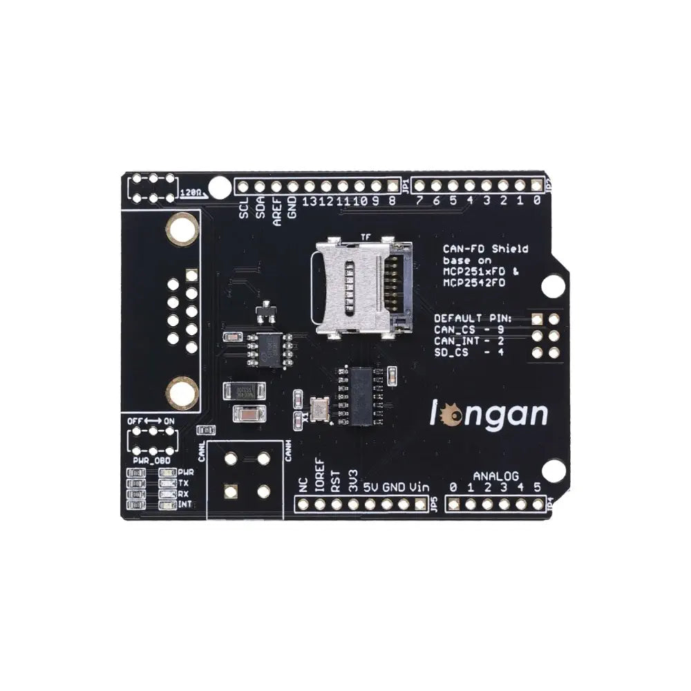 Arduino用 CAN FDシールド（9ピン Sub-D、SPI、 OBD-II/CAN端子選択可能）