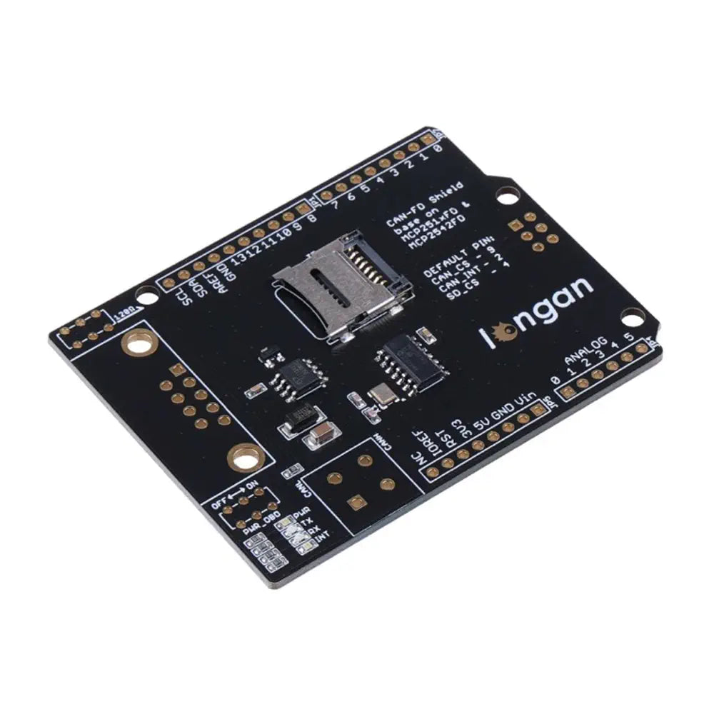 Arduino用 CAN FDシールド（9ピン Sub-D、SPI、 OBD-II/CAN端子選択可能）