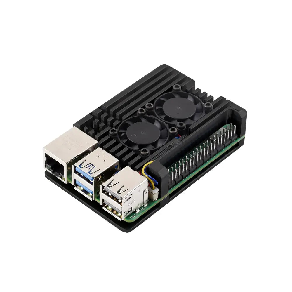 Waveshare Raspberry Pi 5用 アルミニウム合金ケース（デュアル冷却ファン付き）