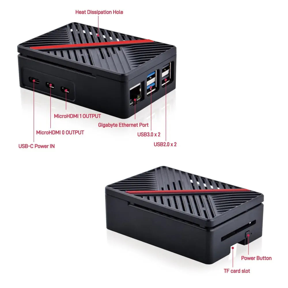 52Pi Armor Lite V5 ABSエンクロージャ (Raspberry Pi 5用、冷却機能付き) (黒)