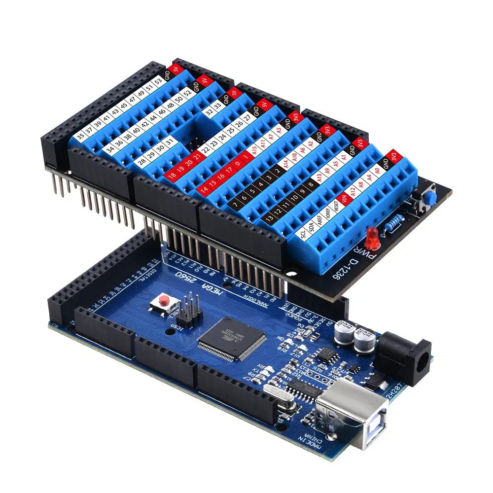 Arduino MEGA 2560 R3用 ネジ端子台 GPIO拡張ボード - RobotShop