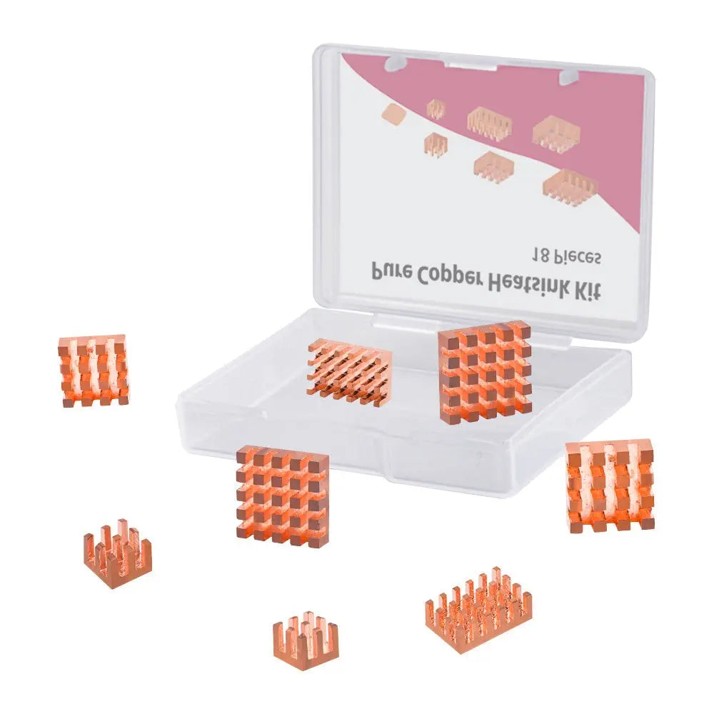 銅製ヒートシンクキット (Raspberry Pi 5 / 4B / 3B+用、18個セット)