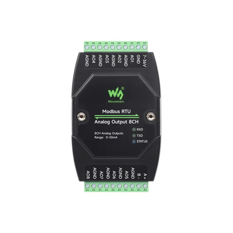 Waveshare 8チャンネル 産業用アナログ出力モジュール (12-bit DA変換 (Modbus RTU) 搭載)
