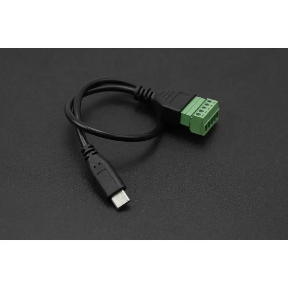 DFRobot 5ピン タイプC オス - はんだ付け不要端子電源ケーブル (30cm、5V 2A 出力)