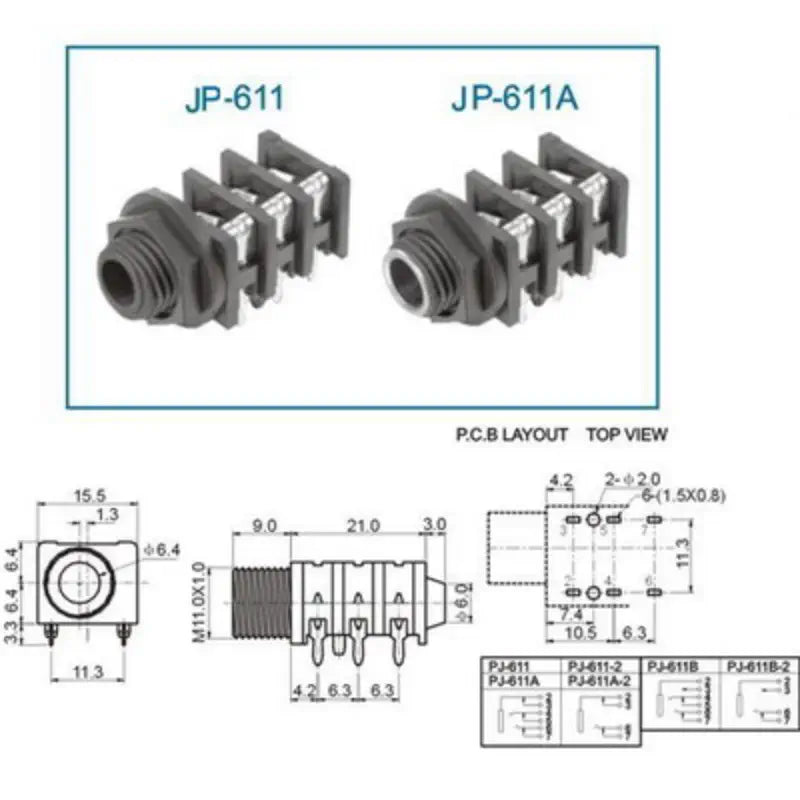 Sparkfun オーディオ ジャック - 1/4 インチ ステレオ (直角)
