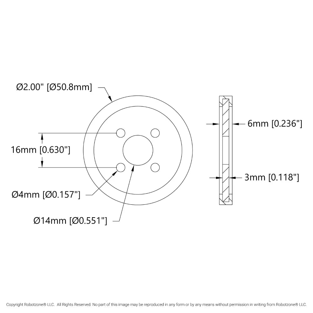 ServoCity 50.8mm アクリル製ディスクホイール (クリア、2個)