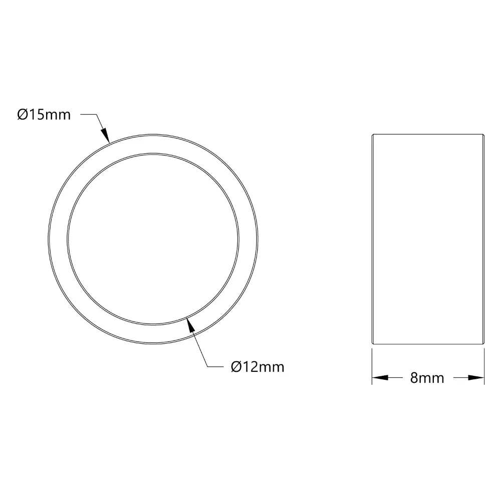 ServoCity スチール製スペーサ、内径12mm、外径15mm、長さ8mm (4個)