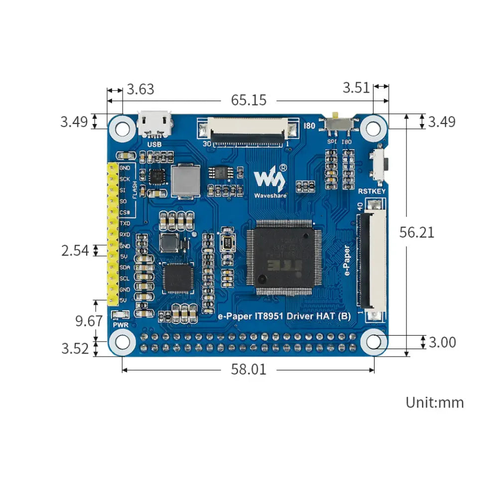Waveshare 1872x1404、7.8 inch E-InkディスプレイHAT (Raspberry Pi用)