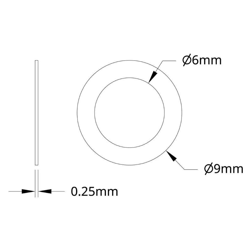 ServoCity 2807シリーズ ステンレススチールシム (内径6mm x 外径9mm、厚さ0.25mm) - 12個パック