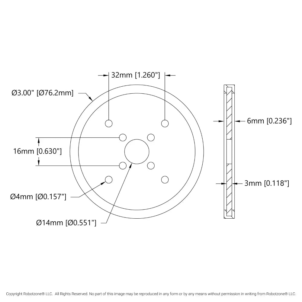 ServoCity 3 Inch (7.6cm) アクリル製 ディスクホイール (赤) - 2個