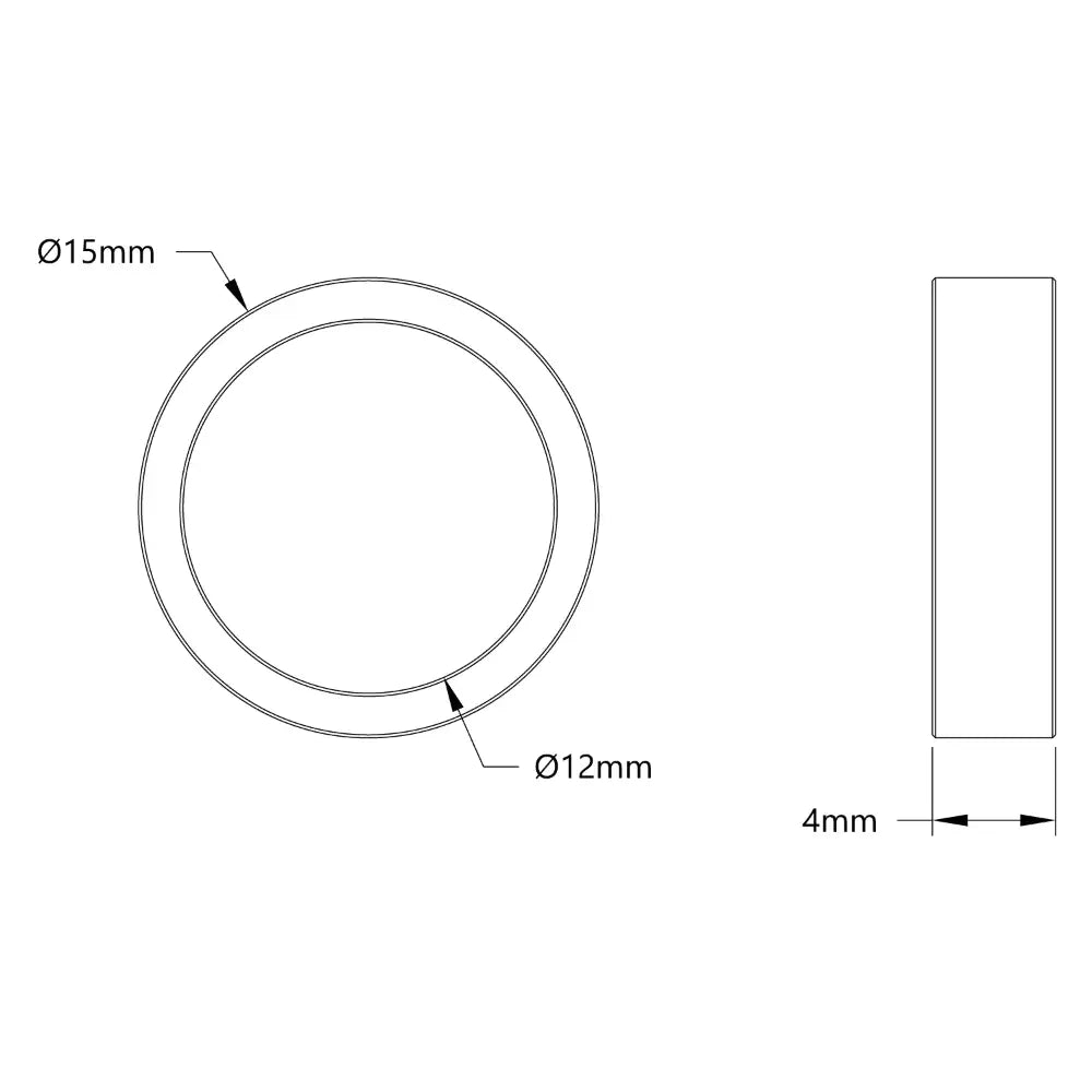 ServoCity 12mm ID スチールスペーサー (外径 15mm、長さ 4mm) - 4 パック