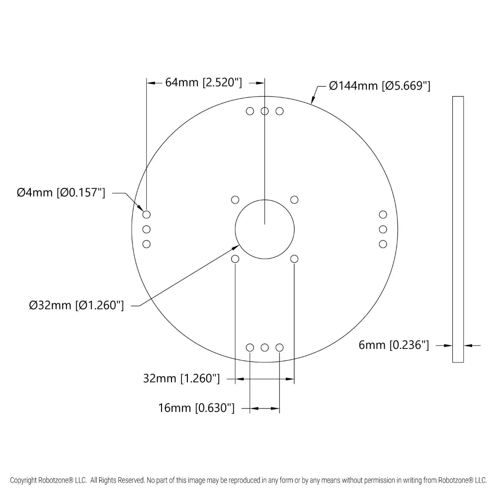 ServoCity プラスチック ハブマウントディスク (内径 32mm、直径 144mm)