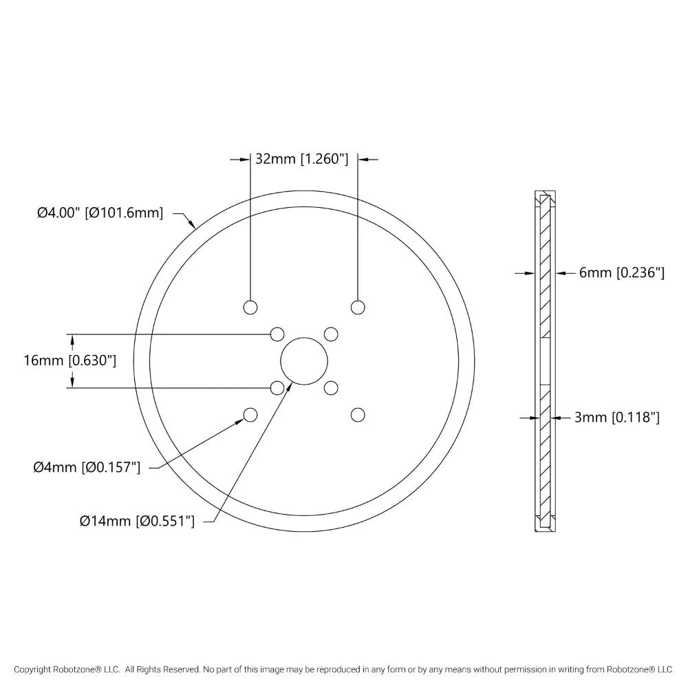 ServoCity 4 inch (10cm) アクリル製 ディスクホイール (青色) - 2個