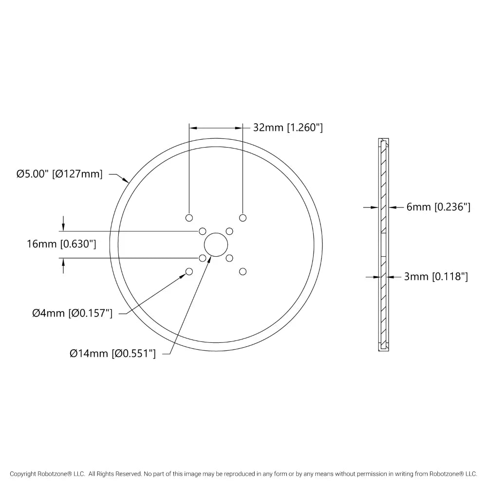 ServoCity 5 inch  (12.7cm) アクリルディスクホイール (白色) - 2個