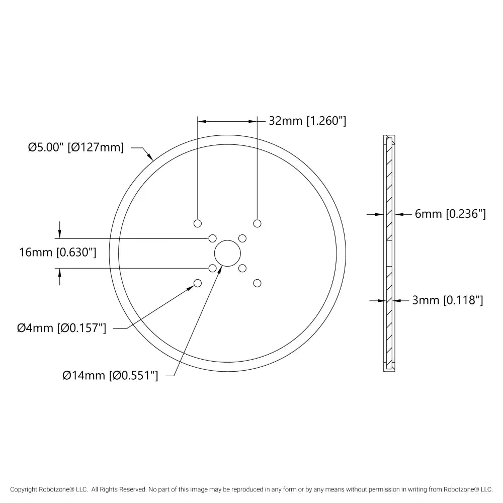 ServoCity 5 inch (12.7cm) アクリルディスクホイール (赤色) - 2個
