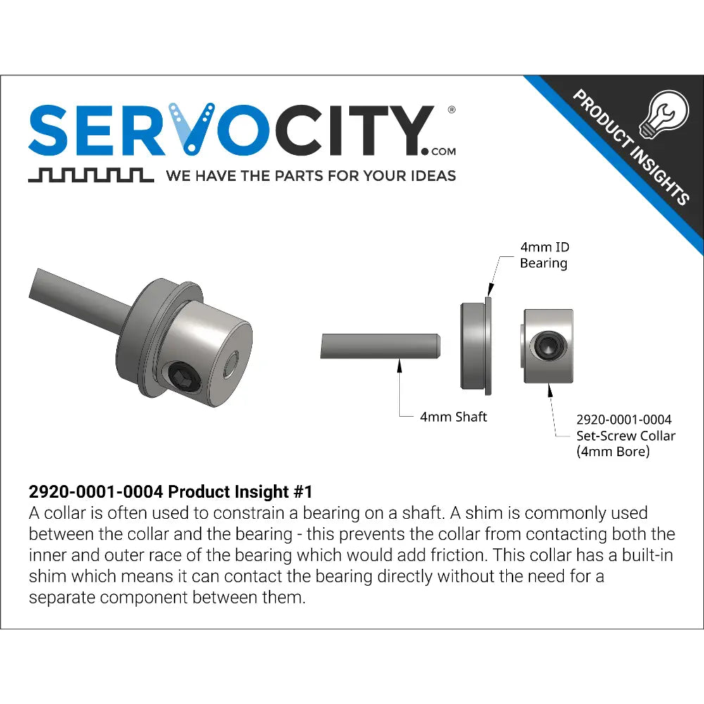 ServoCity 2920シリーズ スチール製 セットスクリューカラー (内径 4mm) - 2個
