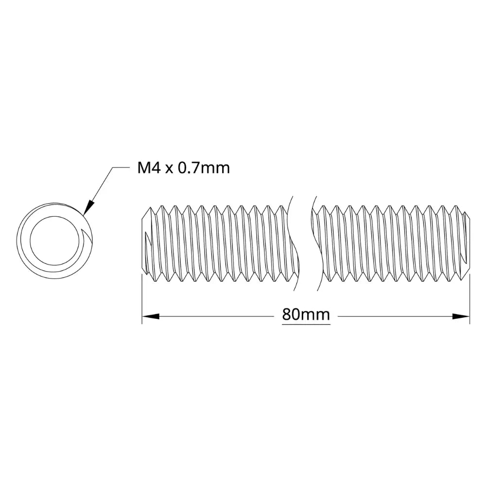 ServoCity 2808 シリーズ ステンレススチール ネジ棒 (M4 x 0.7mm、長さ 80mm) - 2 パック