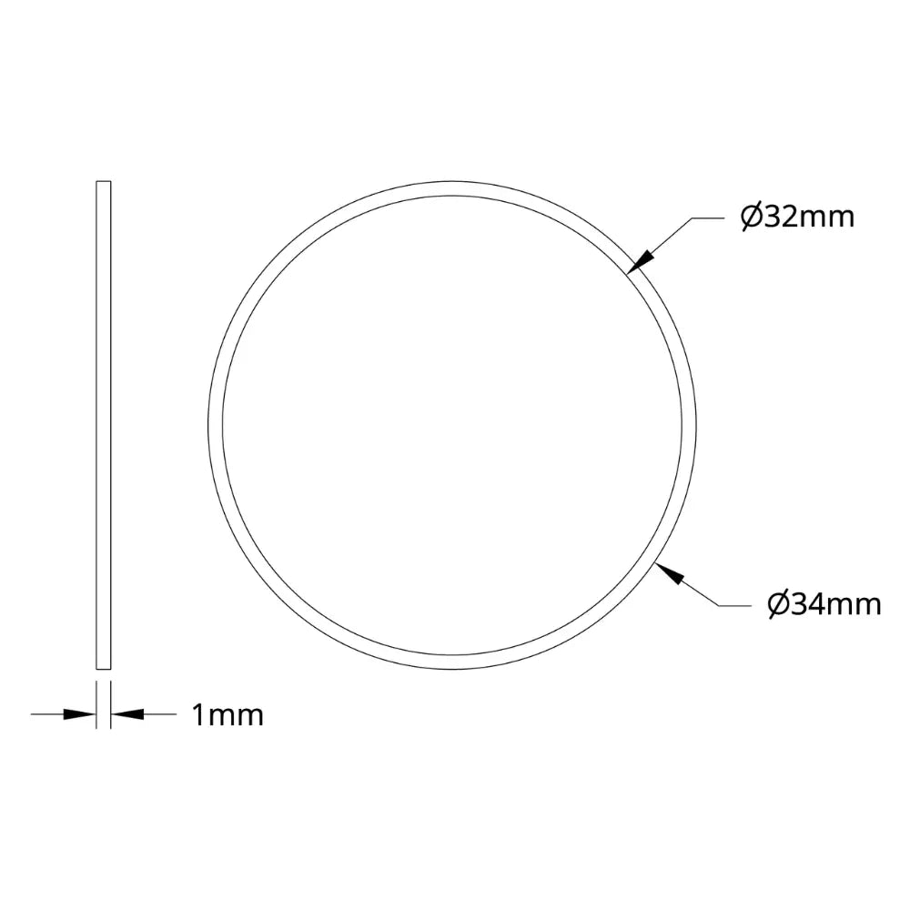 ServoCity 1500 シリーズ プラスチック スペーサー (内径 32mm x 外径 34mm、厚さ 1mm) - 12 個パック