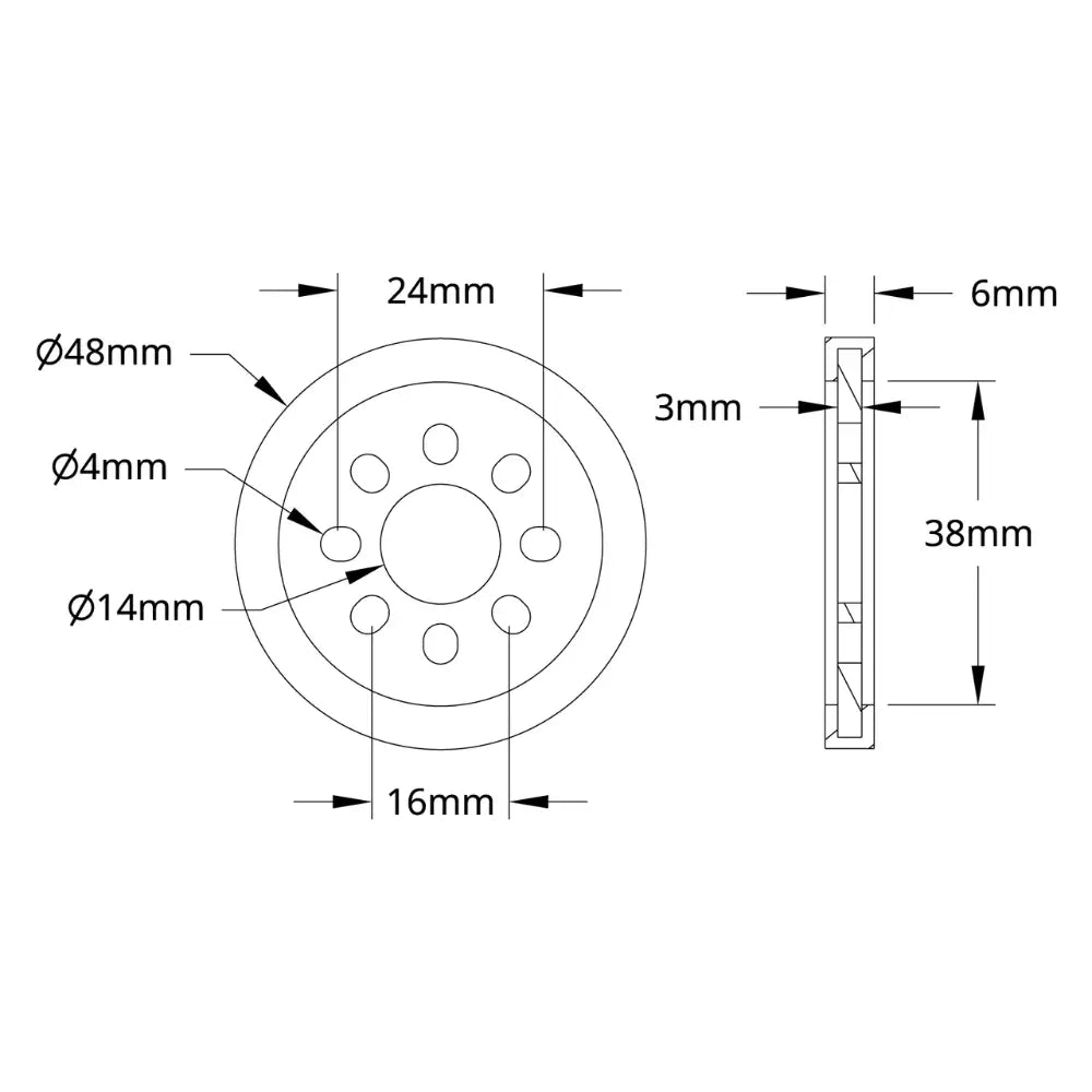 ServoCity 3607シリーズ ディスクホイール (内径 14mm 外径 48mm 黒) - 2個