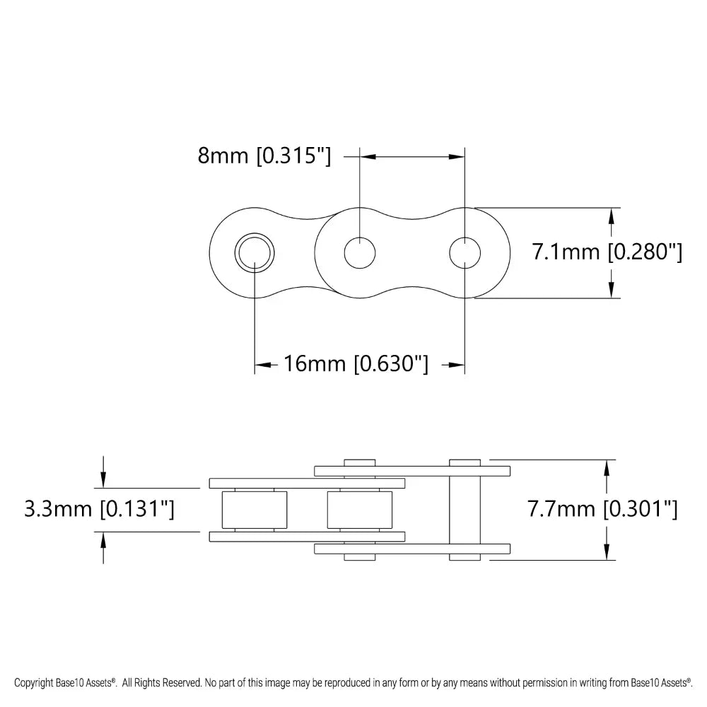 ServoCity 8mm間隔 スチールチェーンループ (86リンク ピッチ長さ688mm)