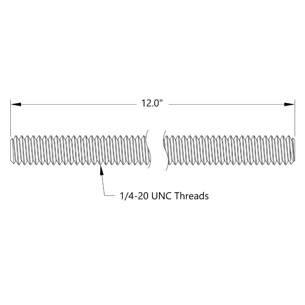 ServoCity 1/4"-20 UNC ステンレススチール ネジ棒 (長さ 12 インチ)