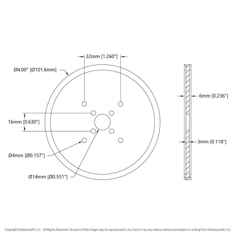 ServoCity 4 inch (10cm) アクリル製 ディスクホイール (黄色) - 2個