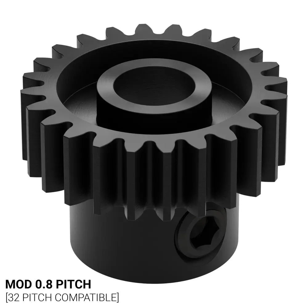 ServoCity 2303 シリーズ スチール、MOD 0.8 ピニオン ギア (1/4 インチ ラウンド ボア、24 歯)