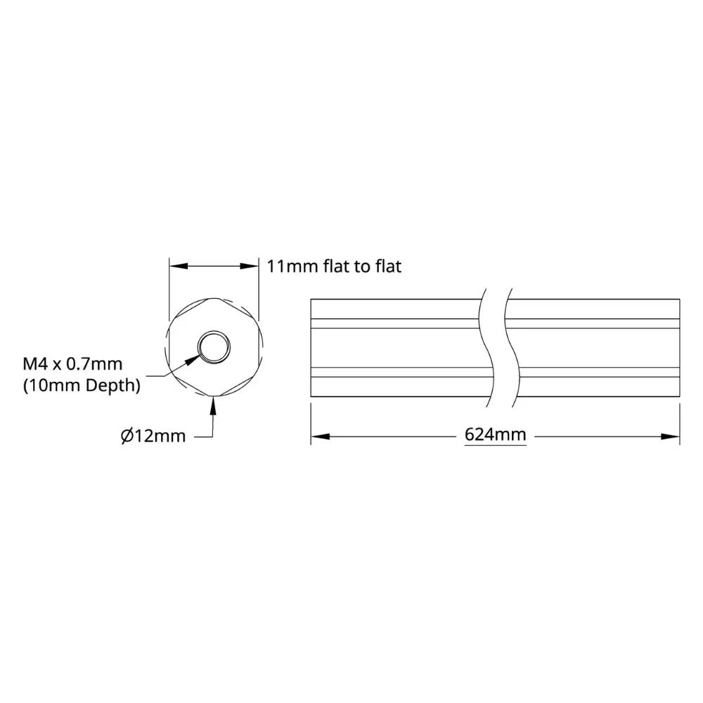 12mm REX™ シャフト (アルミニウム、長さ 624mm)