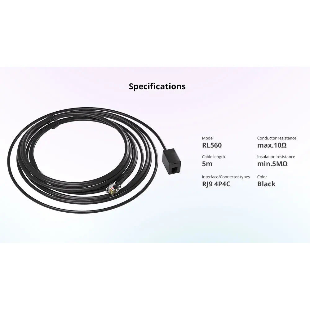 SONOFF RL560 センサ延長ケーブル (5M、RJ9 4P4C センサ用)