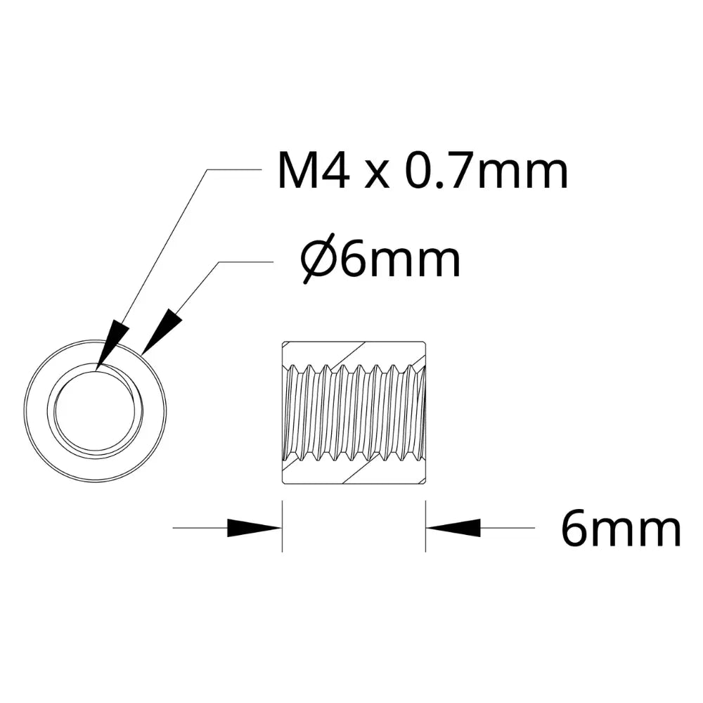 ServoCity 1501 シリーズ M4 x 0.7mm スタンドオフ (外径 6mm、長さ 6mm) - 4 個パック