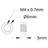 ServoCity 1501 シリーズ M4 x 0.7mm スタンドオフ (外径 6mm、長さ 3mm) - 4 個パック