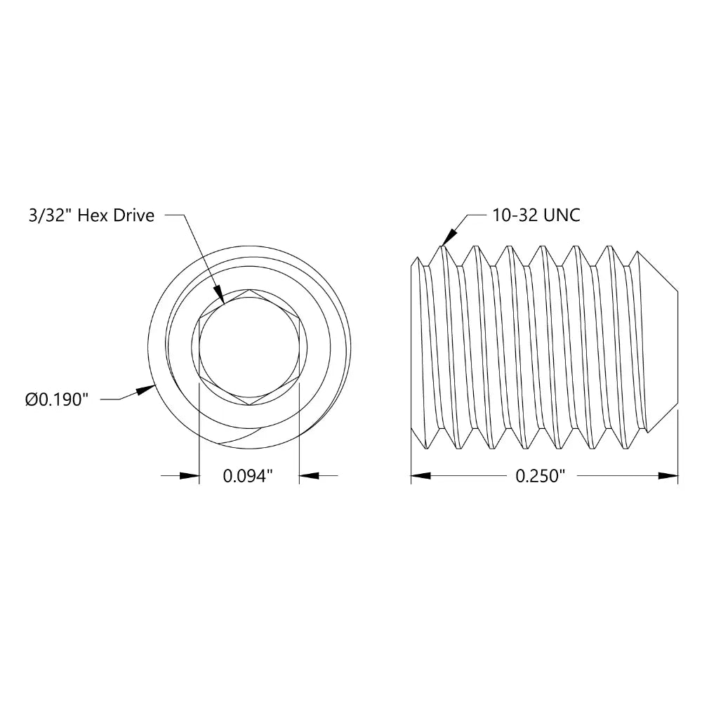 ServoCity 10-32 ステンレススチール製カップポイント止めネジ (長さ 6.35mm) - 6個パック