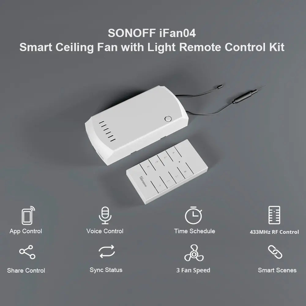 SONOFF iFan04：Wi-Fi シーリングファン および 照明コントローラ (iFan04-H)