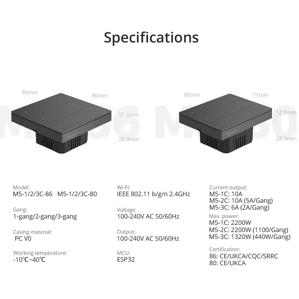 SONOFF SwitchMan 壁スマートスイッチ (M5-1C-80W)