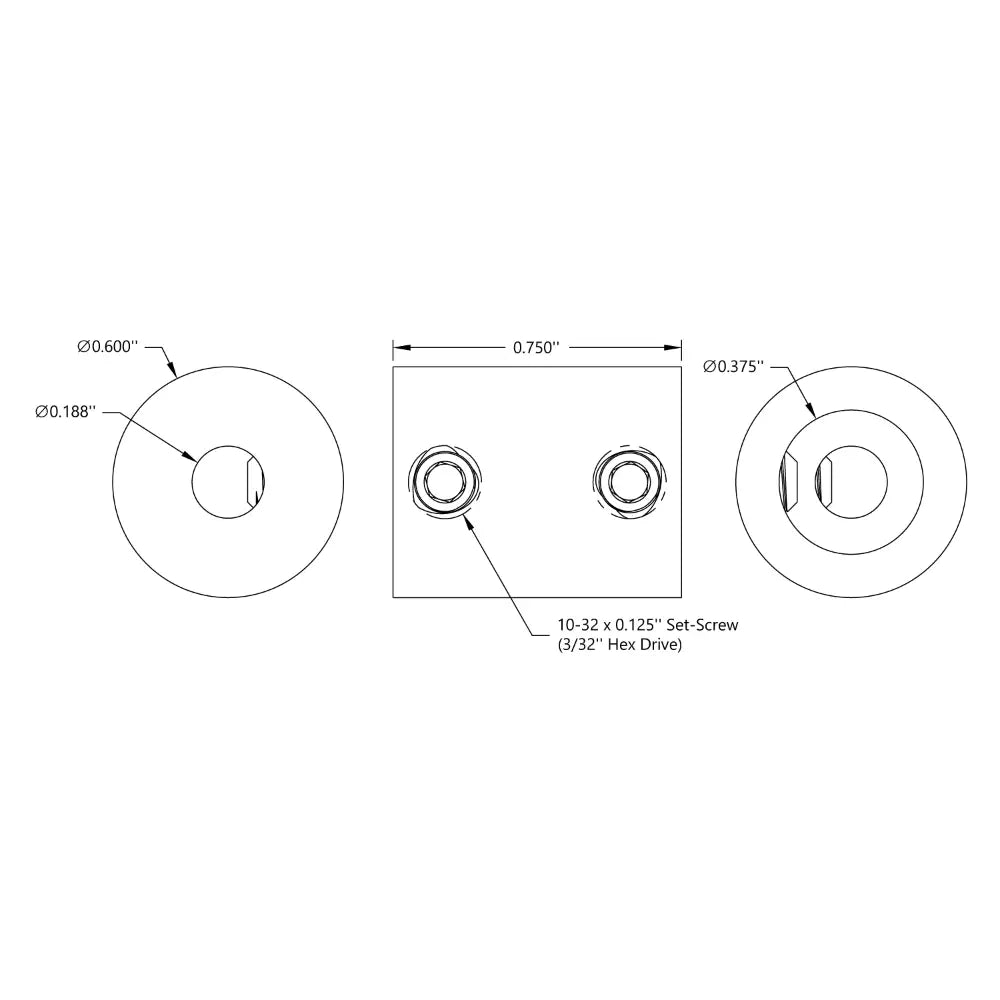 ServoCity 0.1875 inch (4.7mm) - 0.375 inch (9.5mm) セットスクリューシャフトカプラ