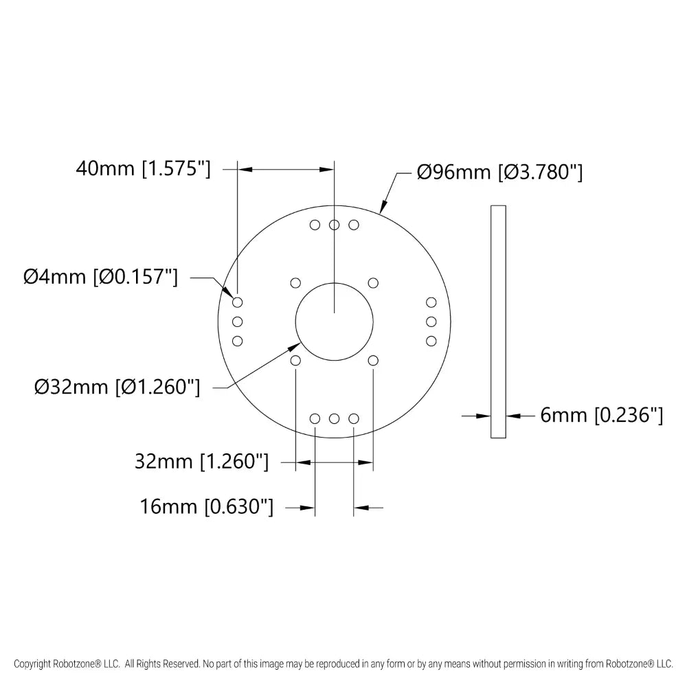 ServoCity プラスチック ハブマウントディスク (32mmボア 直径96mm)