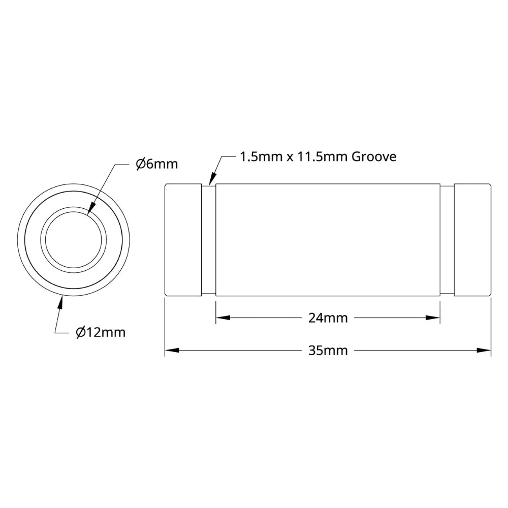 ServoCity 内径6mm リニアボールベアリング (外径12mm 長さ35mm) - 2個