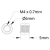 ServoCity 1501 シリーズ M4 x 0.7mm スタンドオフ (外径 6mm、長さ 5mm) - 4 個パック