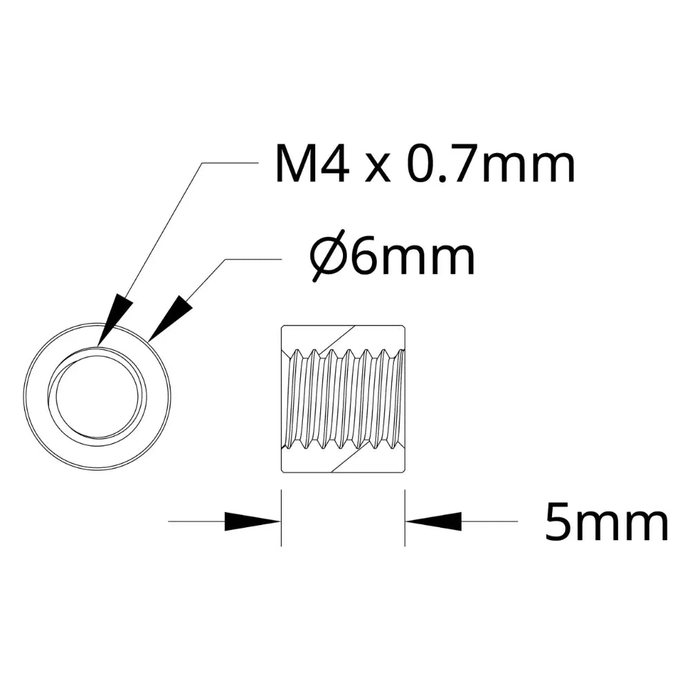 ServoCity 1501 シリーズ M4 x 0.7mm スタンドオフ (外径 6mm、長さ 5mm) - 4 個パック