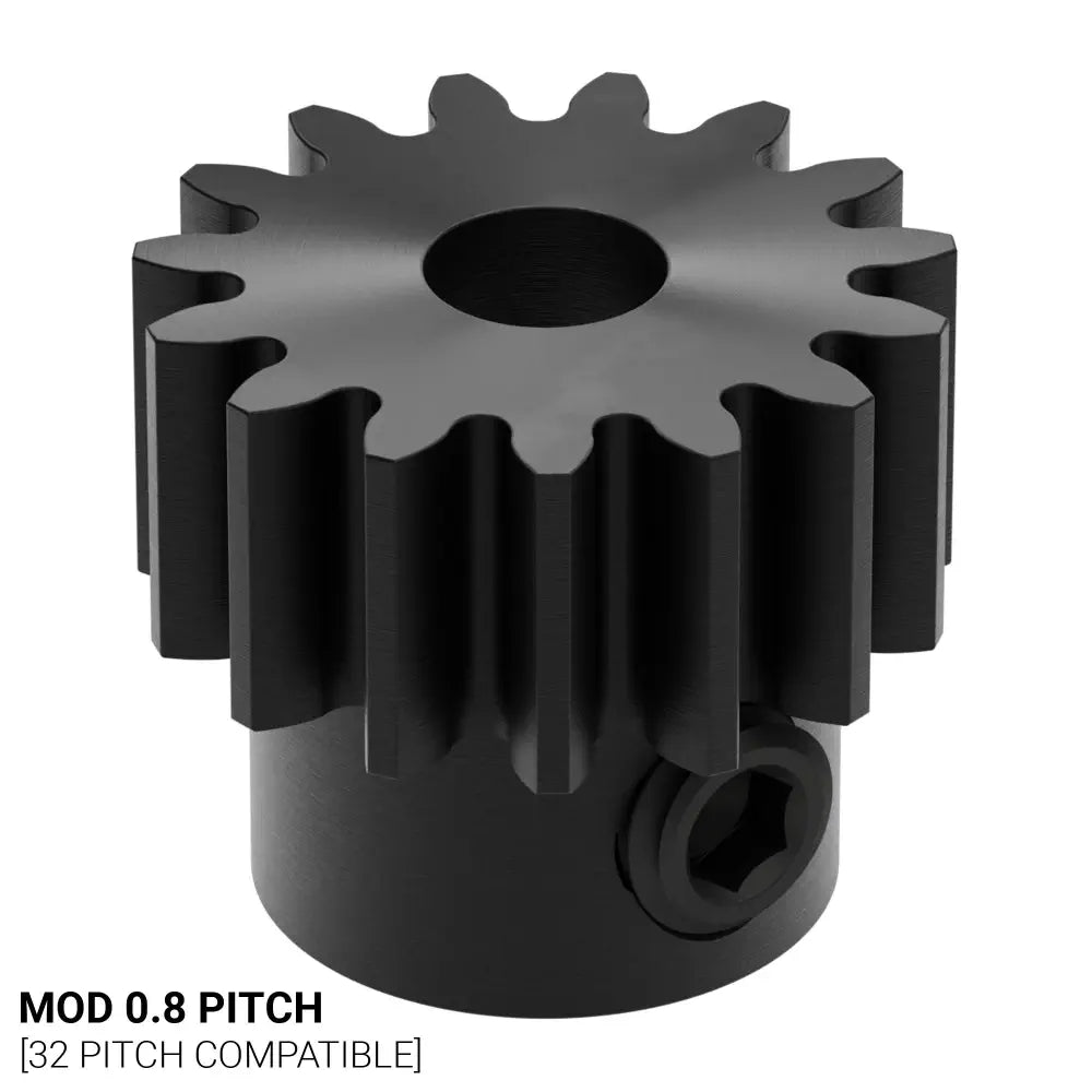 ServoCity 2303シリーズ スチール鋼製ピニオンギア (MOD 0.8、ボア 4mm 丸シャフト、歯数 15)