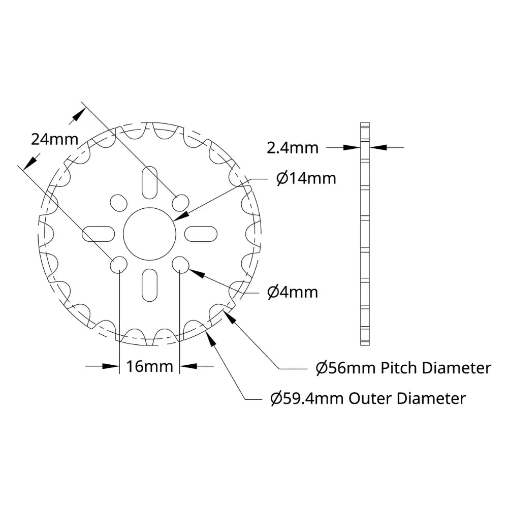 ServoCity 8mm ピッチ アセタール ハブマウント スプロケット (14mm ボア、22 歯)